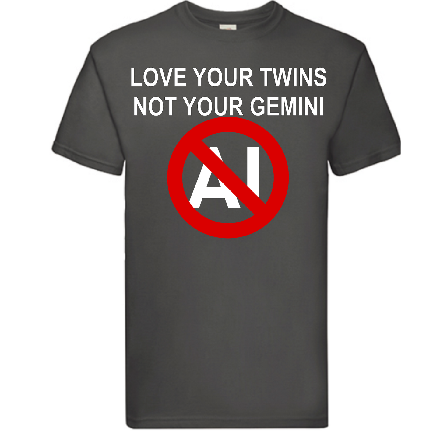T-shirt Love your twins, not your Gemini. Havy cotton. 100% bomuld. Gråt