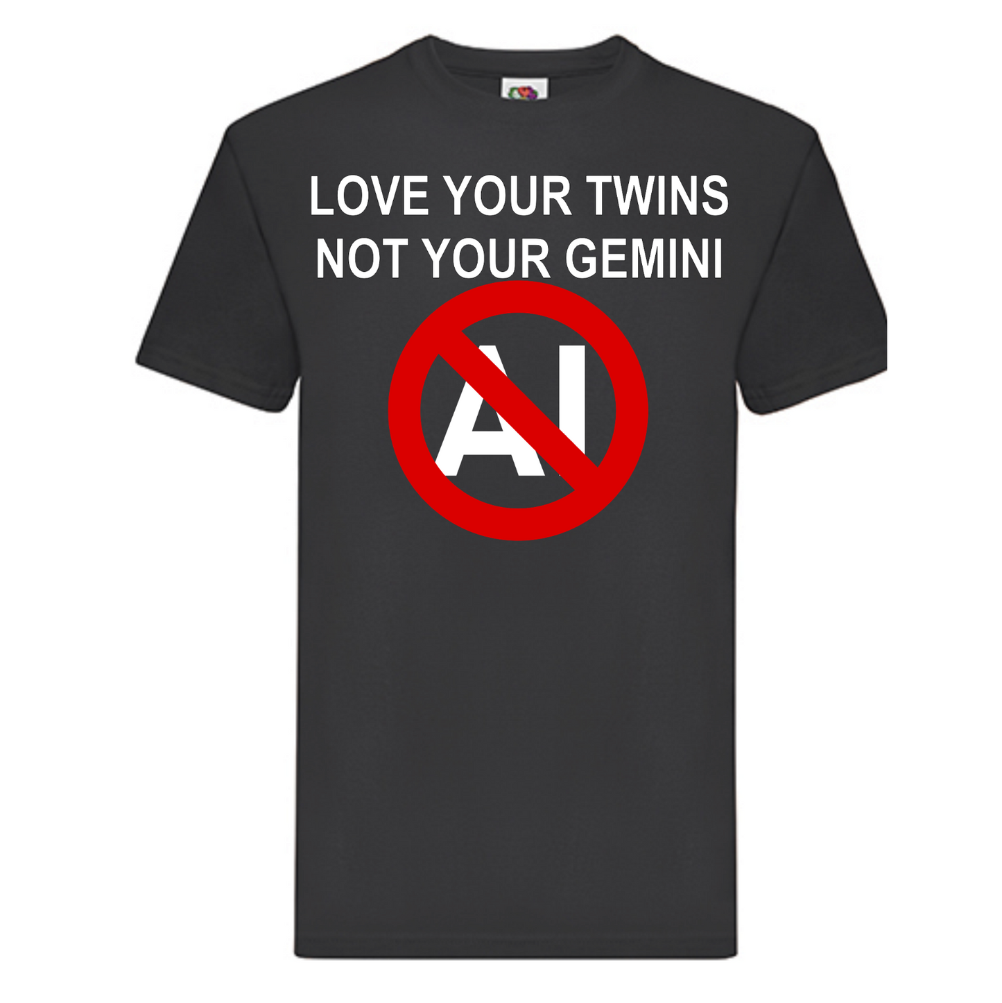 T-shirt Love your twins, not your Gemini. Havy cotton. 100% bomuld. Sort.