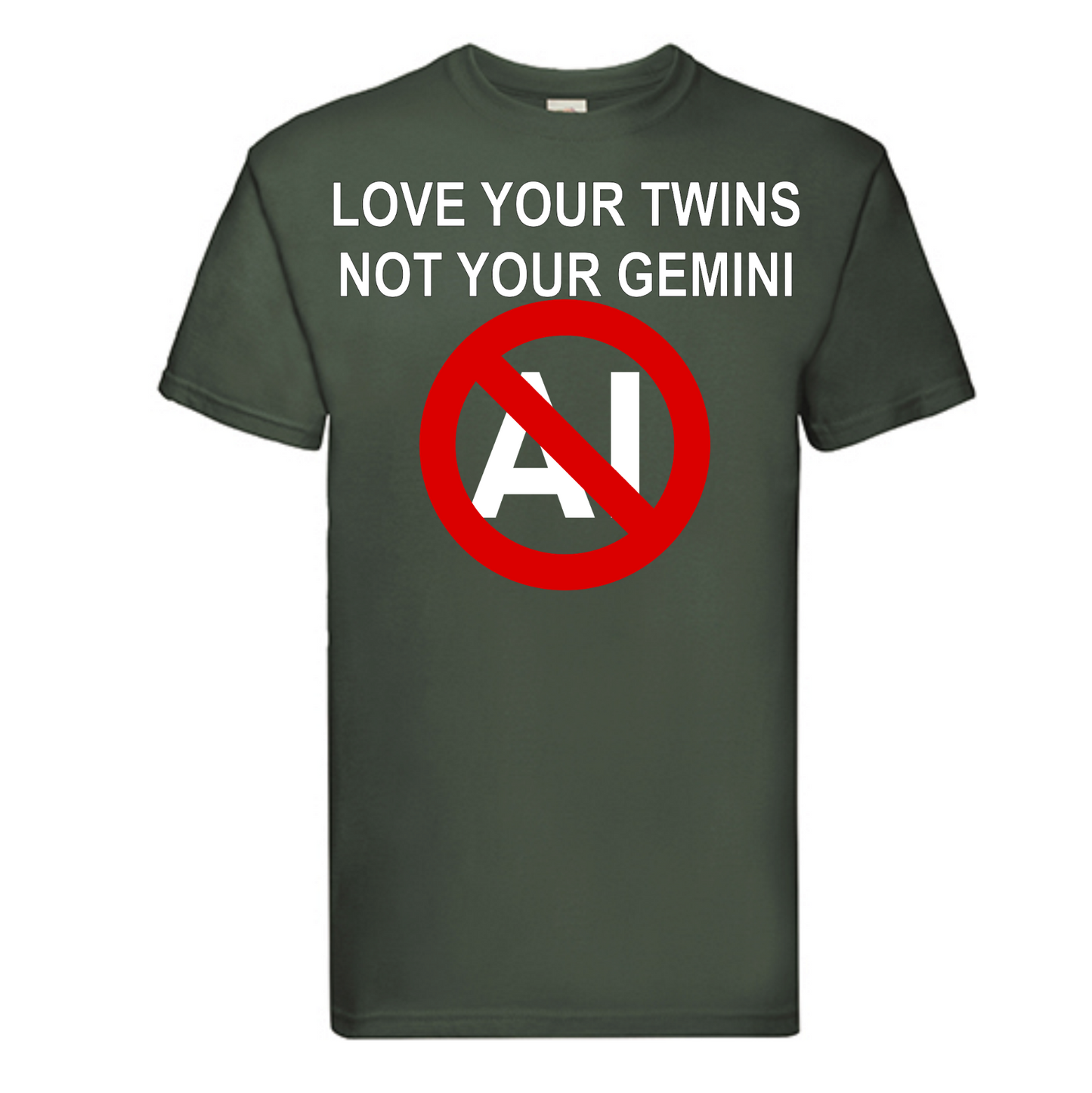 T-shirt Love your twins, not your Gemini. Havy cotton. 100% bomuld. Grøn.