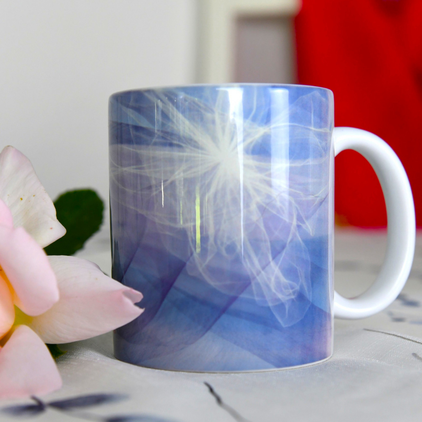 Blue silk waves cup. 330 ml