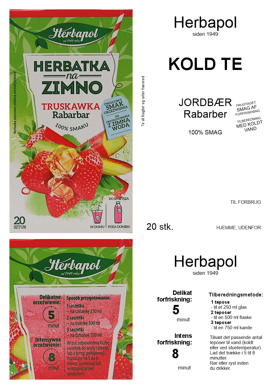 Jordbær og Rabarber - Kold te