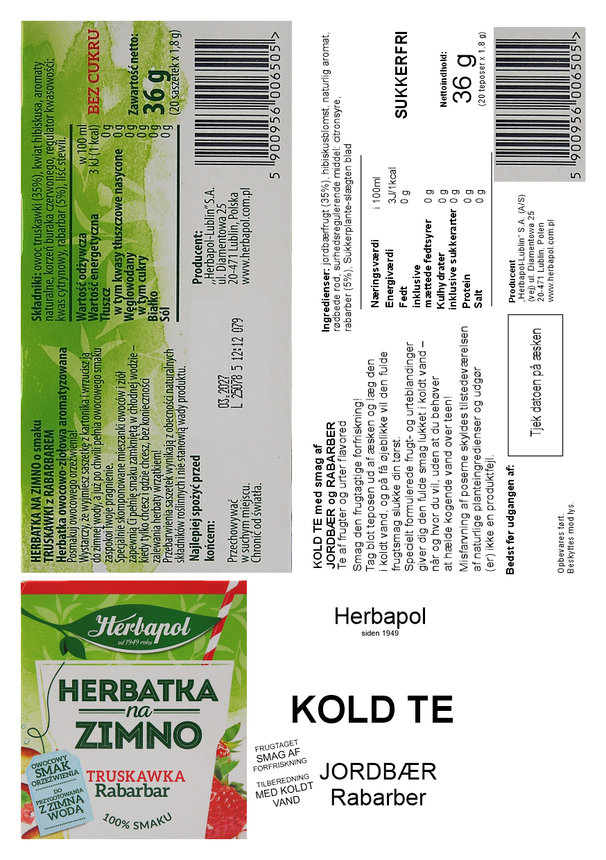 Jordbær og Rabarber - Kold te