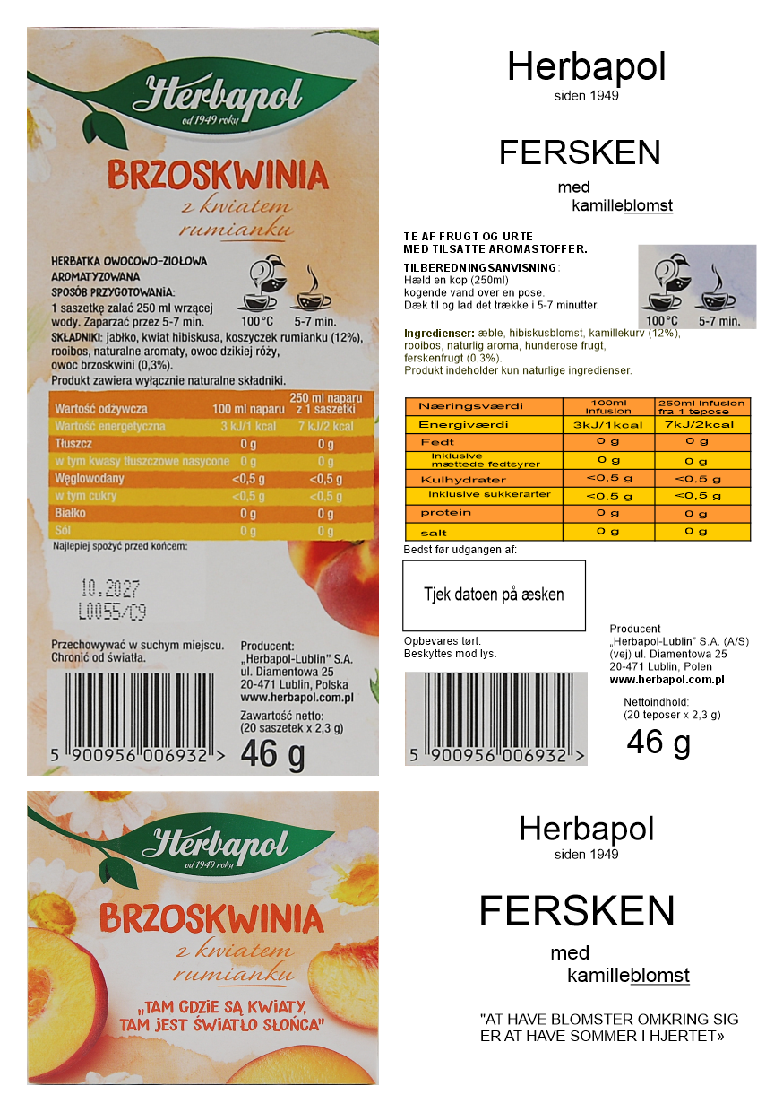 Herbapol Fersken med Kamilleblomst te