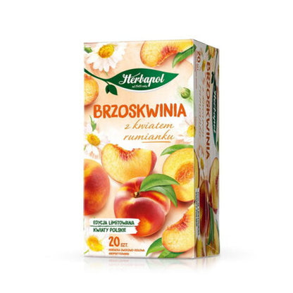 Fersken med kamilleblomst te