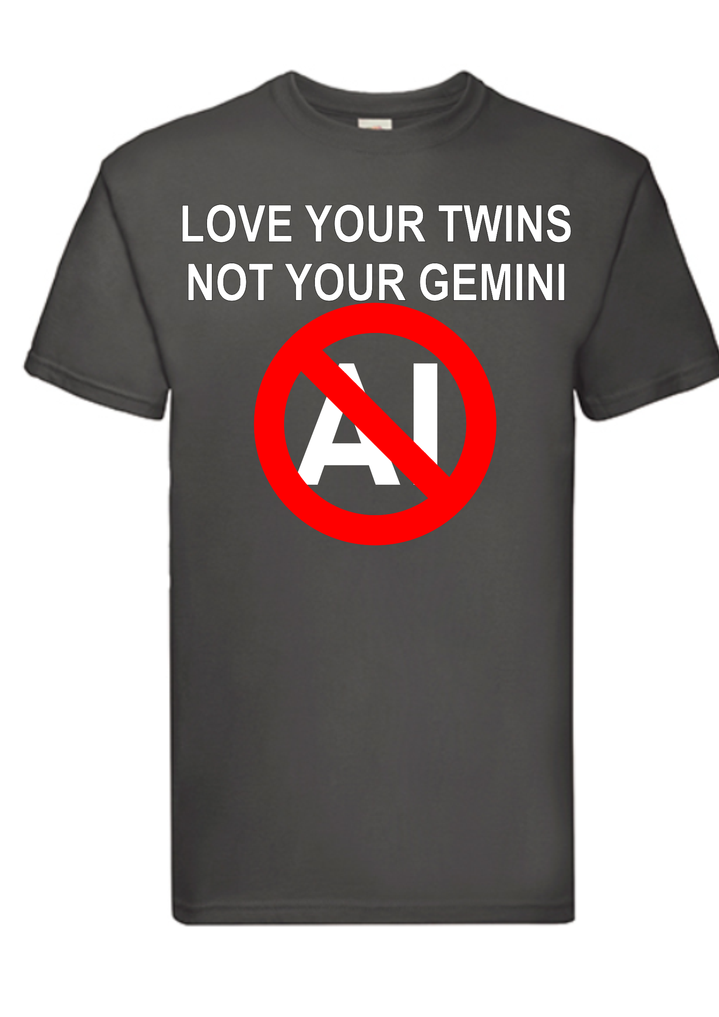 T-shirt Love your twins, not your Gemini. Havy cotton. 100% bomuld. Gråt