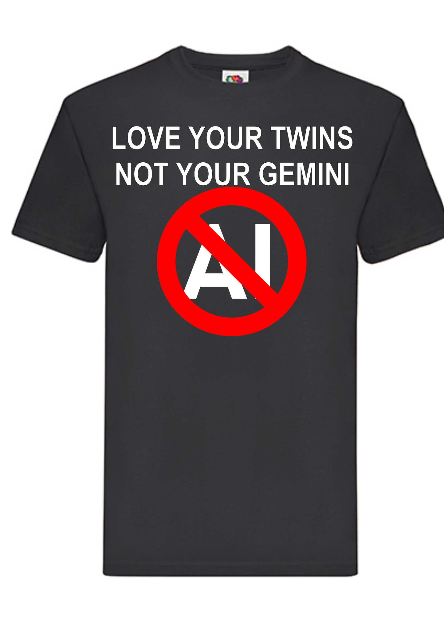 T-shirt Love your twins, not your Gemini. Havy cotton. 100% bomuld. Sort.