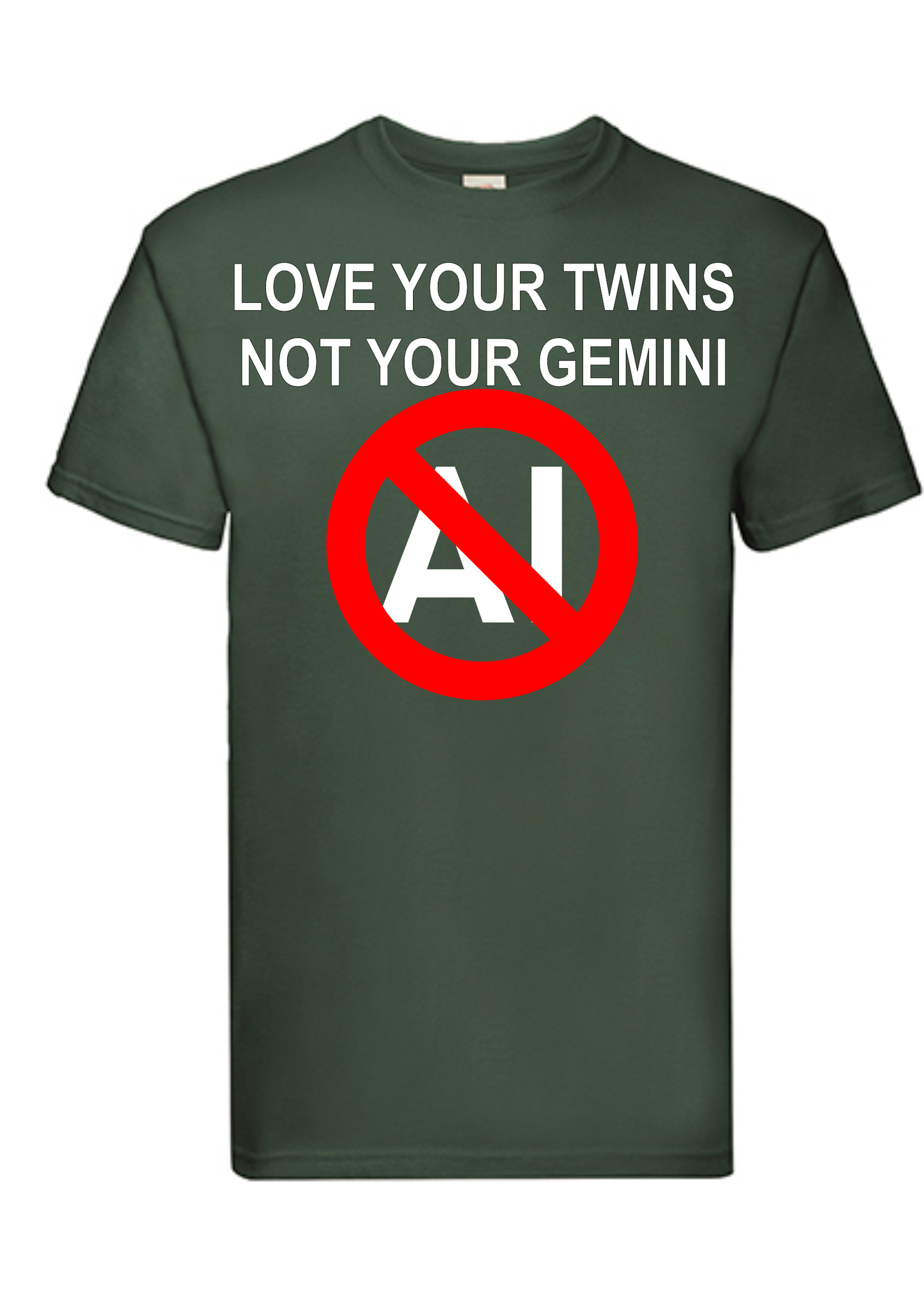 T-shirt Love your twins, not your Gemini. Havy cotton. 100% bomuld. Grøn.