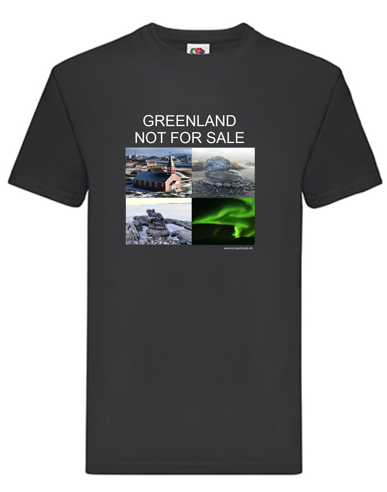 T-shirt Greenland Not For Sale havy cotton. 100% bomuld. Sort.
