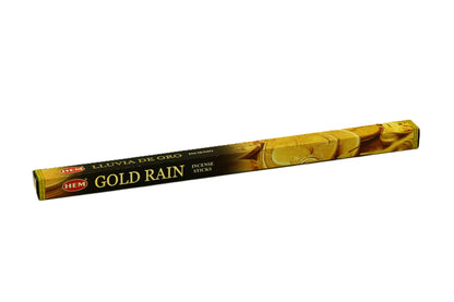 Gold Rain Røgelsespind HEM. 100% naturlige ingredienser. Håndrullet i Indien. Tiltrækker penge og lykke.
