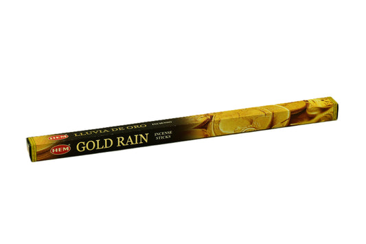 Gold Rain Røgelsespind HEM. 100% naturlige ingredienser. Håndrullet i Indien. Tiltrækker penge og lykke.