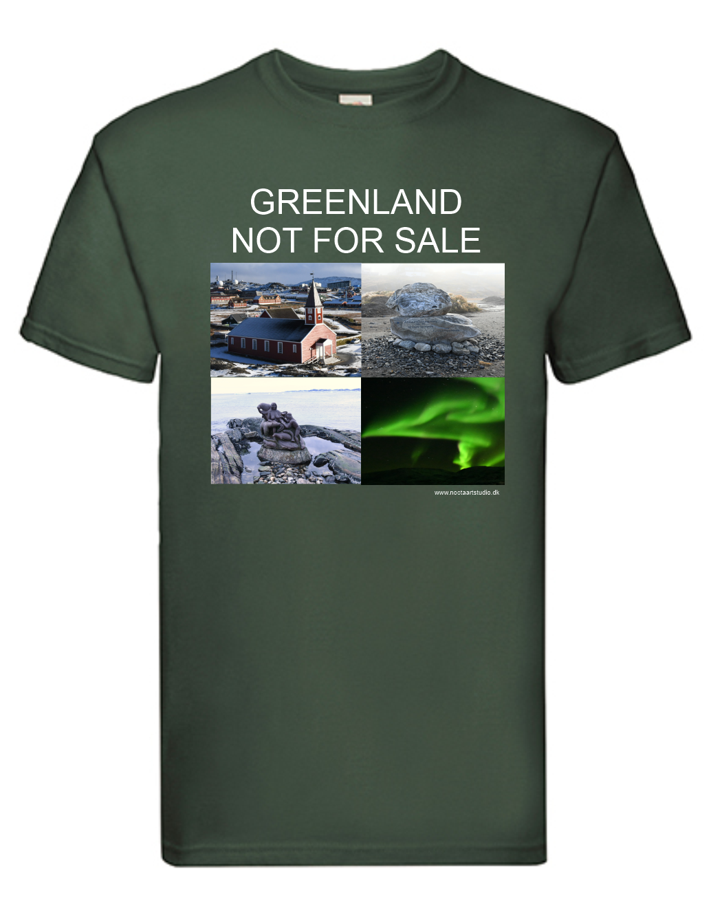 T-shirt Greenland Not For Sale havy cotton. 100% bomuld. Grøn.